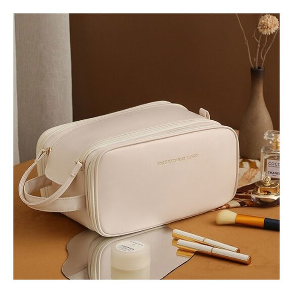 Tigerstars Three Layer Ivory Travel Makeup Pouch Bag - Picture 1 of 4